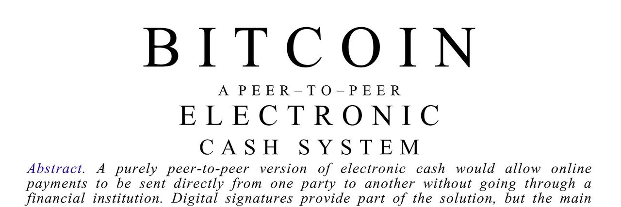 The title of the 2008 Bitcoin white paper