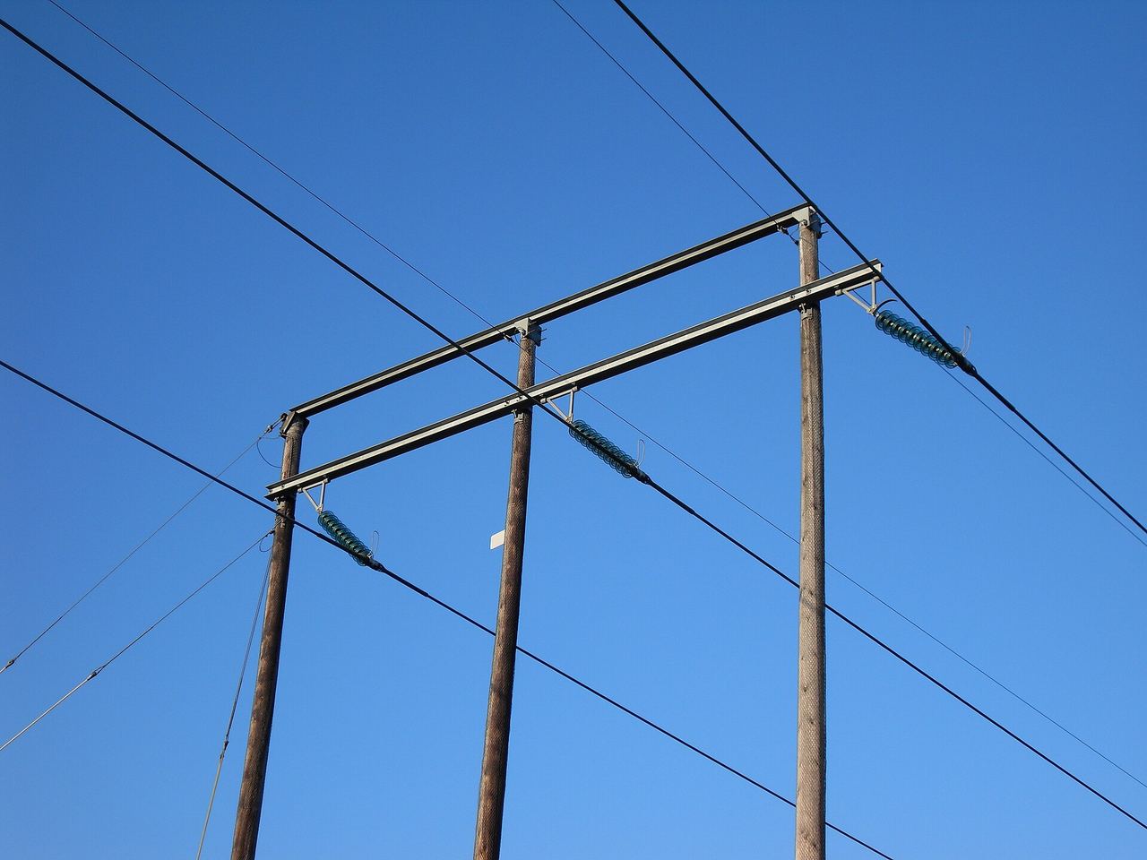 High-voltage transmission towers and lines